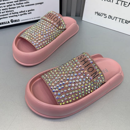 Summer Women Water Diamond Slippers Outwear Versatile Slippers