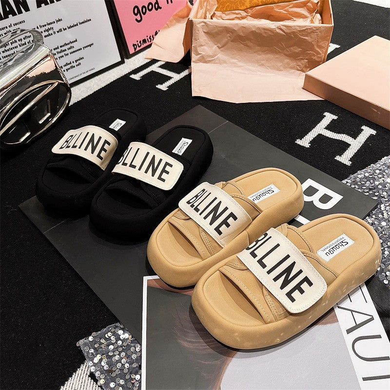 Summer Slippers for women outerwear lightweight letter-shaped casual slippers