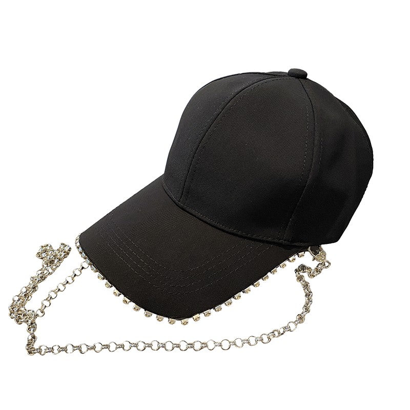 Rhinestone baseball hat for women summer fashionable duckbill cap for men