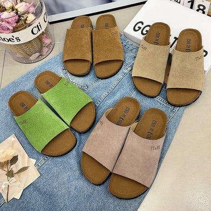 Cork Birkenstock slippers for women thick-soled summer sandals