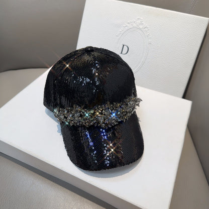 Purely handmade rhinestone sequined dome cap for women