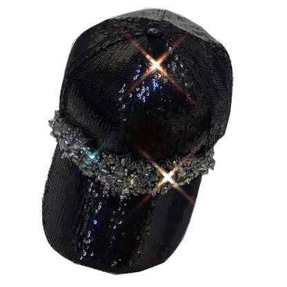 Purely handmade rhinestone sequined dome cap for women