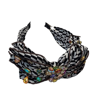 French jacquard bow rhinestone headband simple hair card