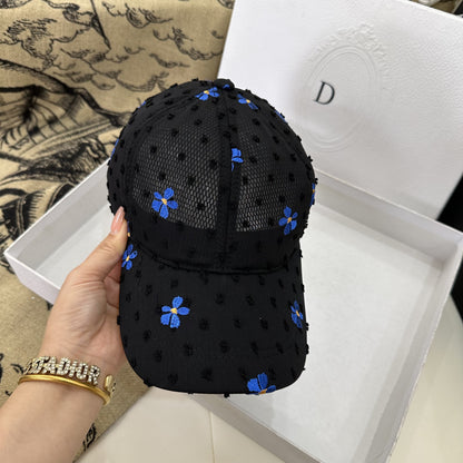 Summer Embroidered Flower Baseball Hat Women Sunshade Hat