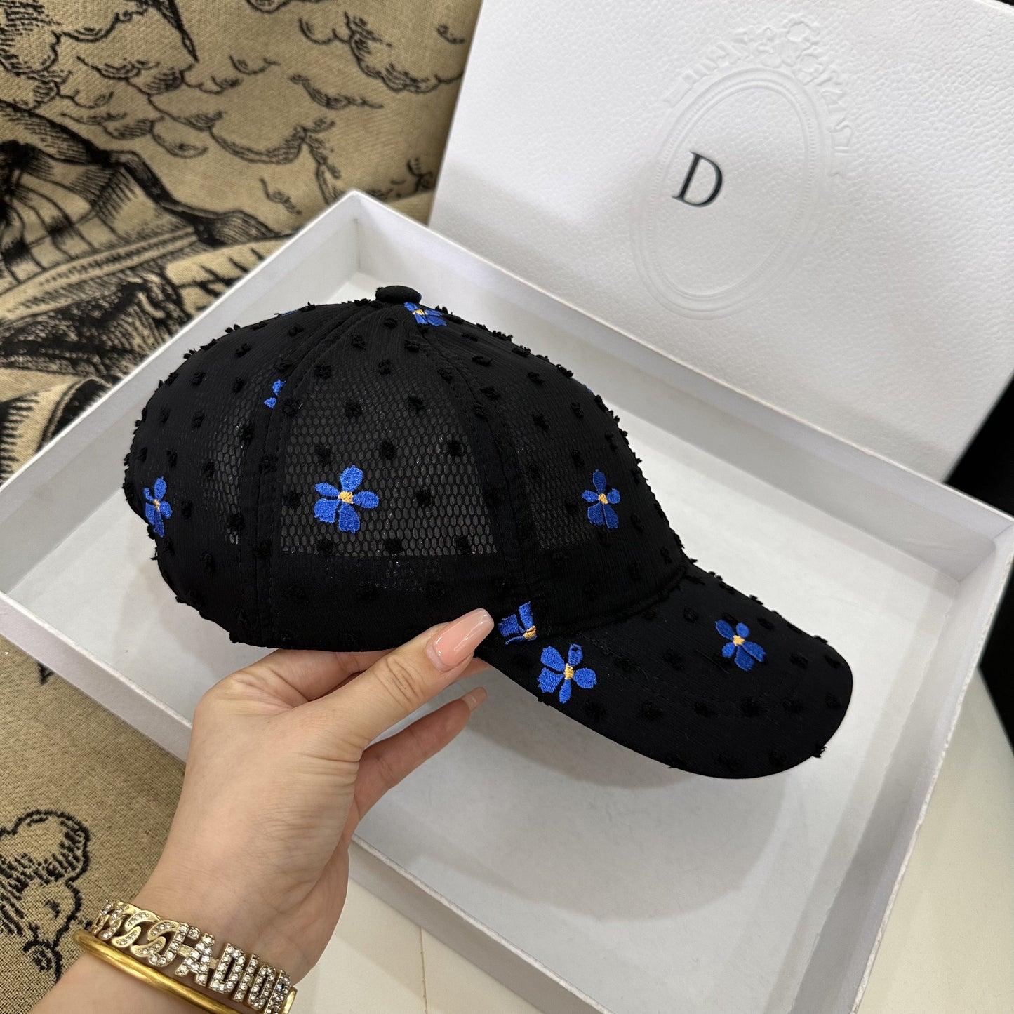 Summer Embroidered Flower Baseball Hat Women Sunshade Hat