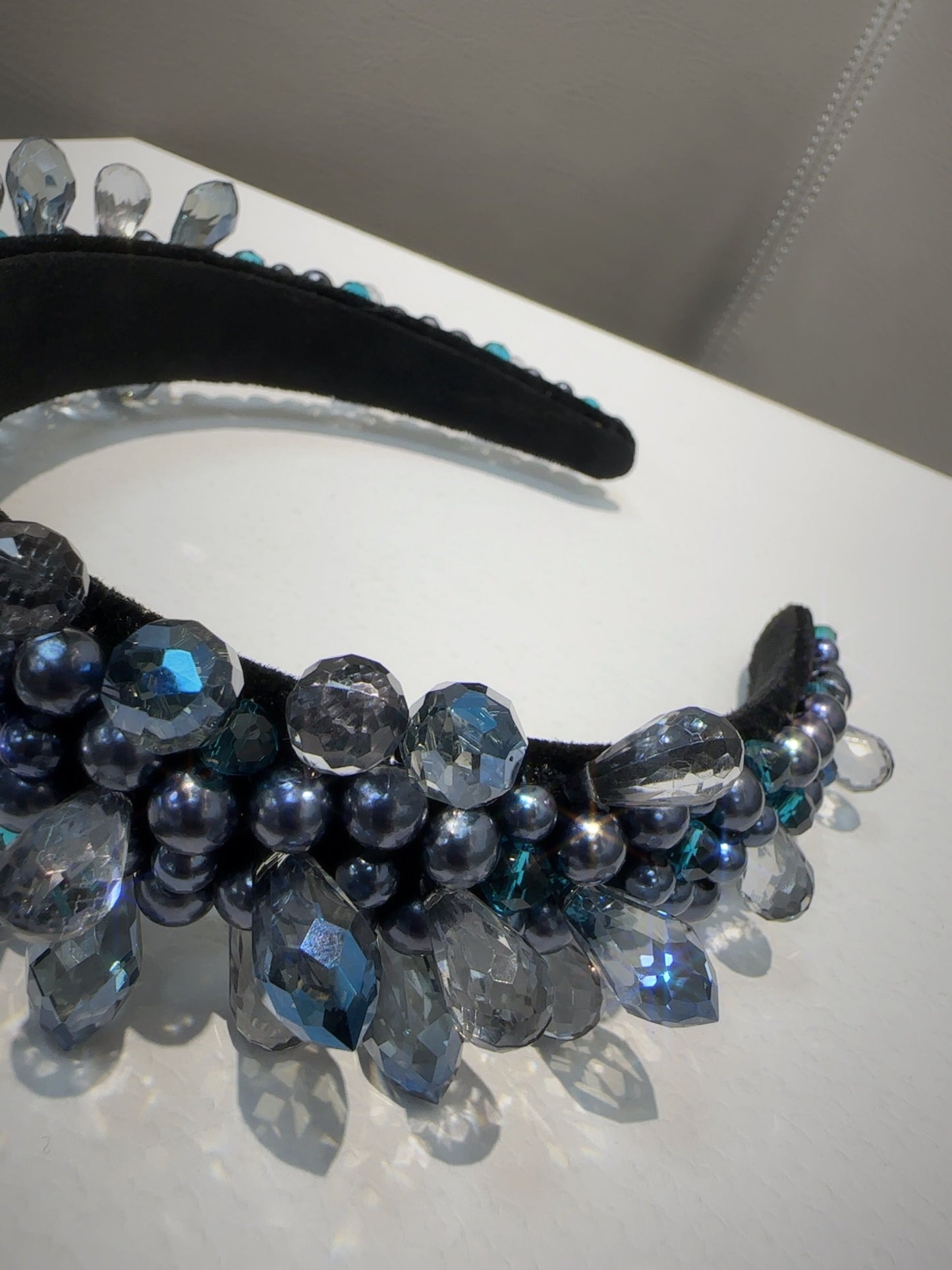 Blue crystal stone water droplet shape versatile hair accessories