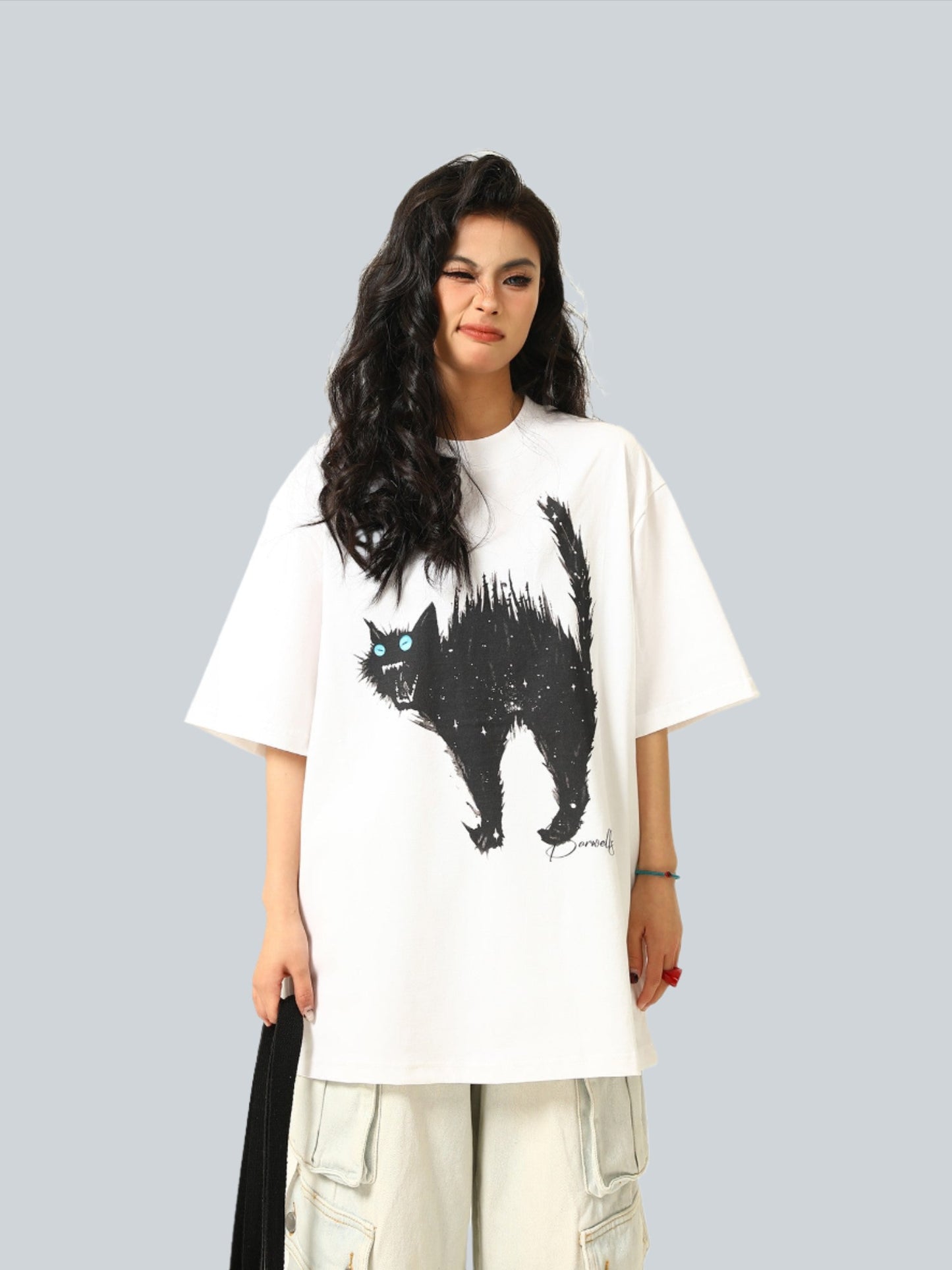 Street cat graphic camicia short-sleeved T-shirt unisex tops