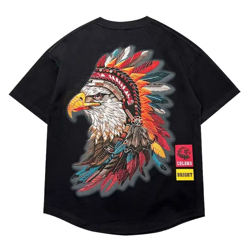 Eagle head pattern t-shirts camicia unisex T-shirt men's summer pure cotton tee