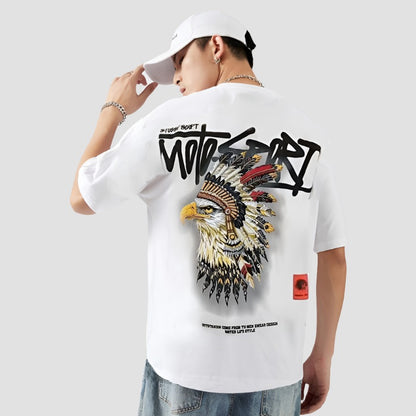 Eagle head graphic T-shirt summer unisex top camicia