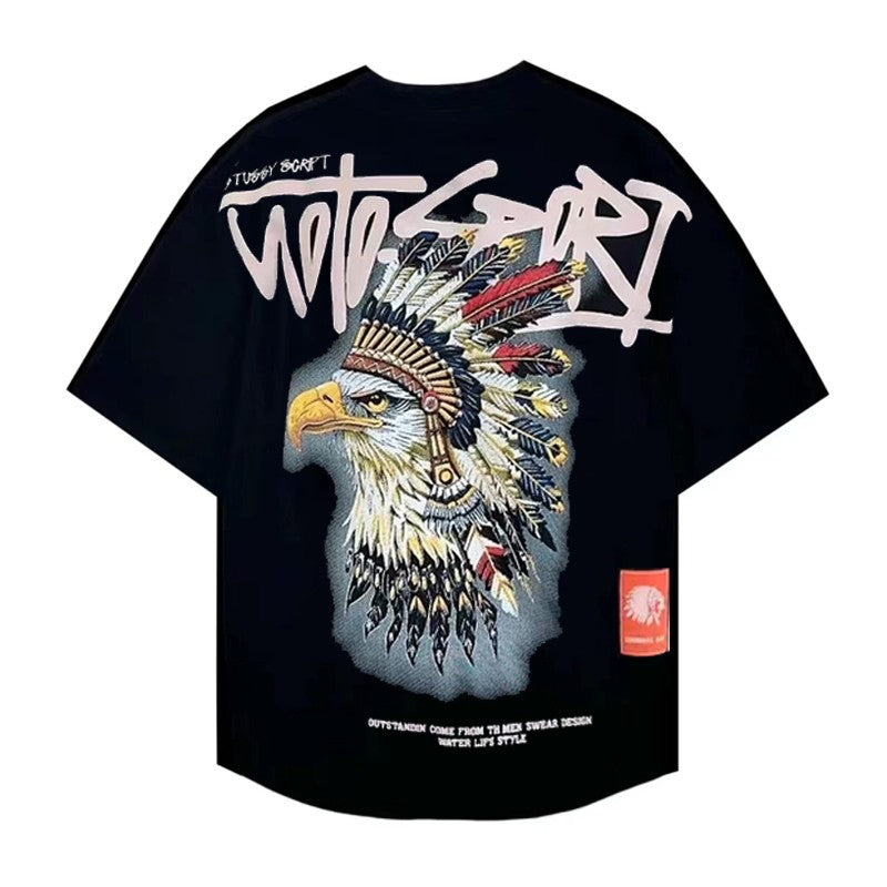 Eagle head graphic T-shirt summer unisex top camicia