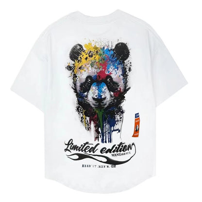 Panda pattern T-shirt unisex oversize printed short-sleeved camicia men's summer top