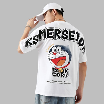 Cartoon Printed Doraemon Short Sleeve T-shirt Men's Summer Couple Trendy Top