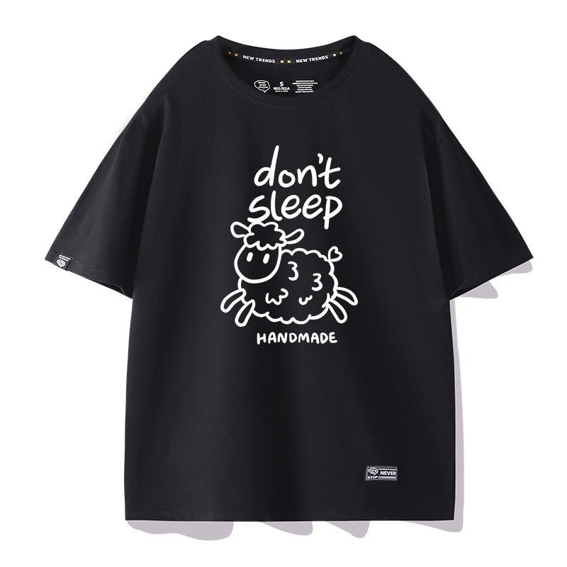 Camicia da donna oversize women lamb pattern t-shirt short-sleeved summer unisex couple wear