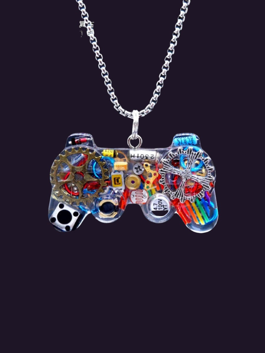 Original cyberpunk necklace hip-hop game controller pendant keychain