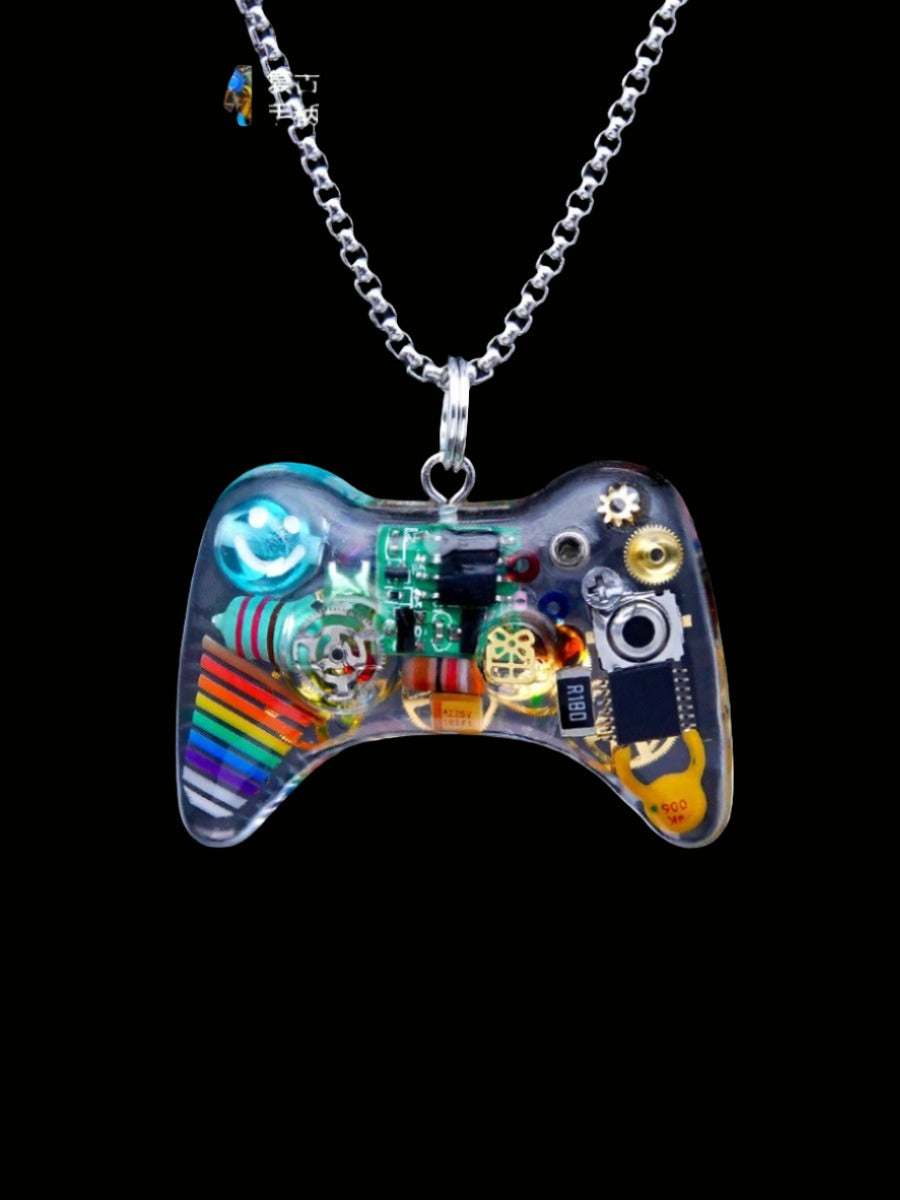 Original cyberpunk necklace hip-hop game controller pendant keychain