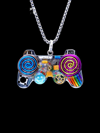 Original cyberpunk necklace hip-hop game controller pendant keychain