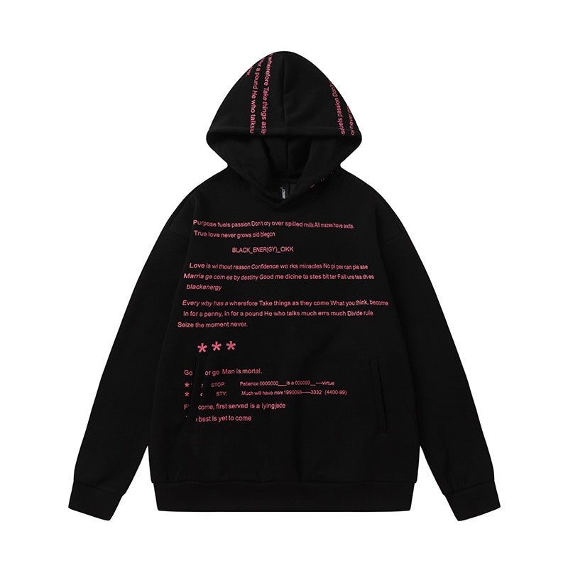 Early Hip Hop Unisex Letter Print Fashion Hoodies Loose Pullover