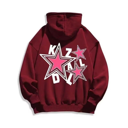 Loose star print hoodie