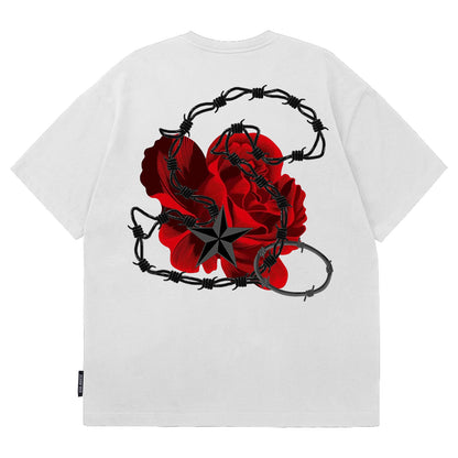 Spring star t-shirt oversize summer roses street T-shirts lovers