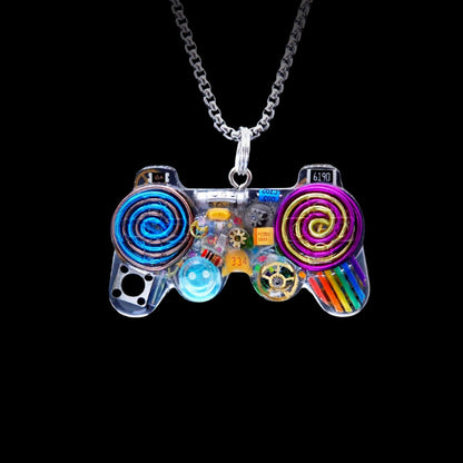 Original cyberpunk necklace hip-hop game controller pendant keychain