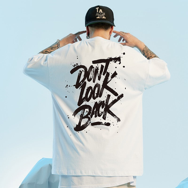 Dont Look Back hip-hop style casual letter T-shirt large