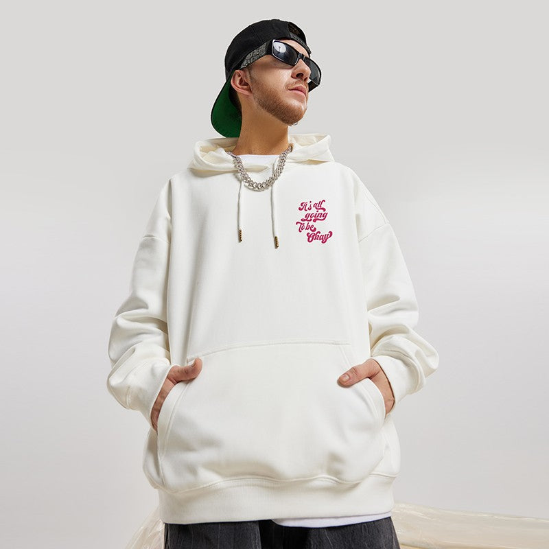 Winter hoodies retro hip-hop hooded sweatshirt men's oversize loose fit