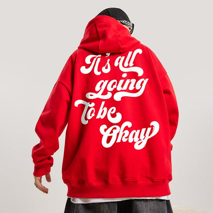 Winter hoodies retro hip-hop hooded sweatshirt men's oversize loose fit