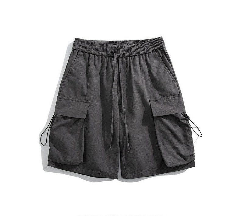 Multi-pocket cargo shorts for men in summer loose mid-length pants