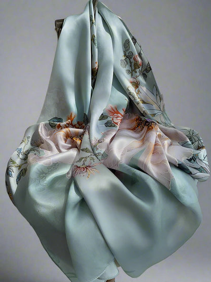 Plain crepe satin silk scarf women's all-match mulberry silk scarf