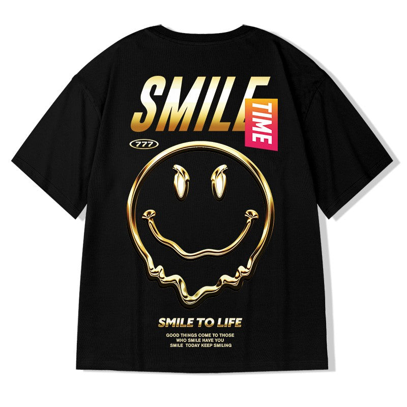 Oversize smile face short-sleeved T-shirt