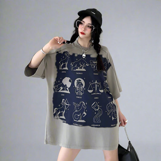 Short-sleeved round neck large T-shirt dress oversize Tee