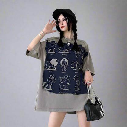 Short-sleeved round neck large T-shirt dress oversize Tee