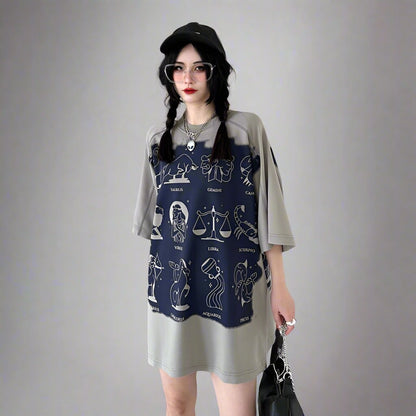 Short-sleeved round neck large T-shirt dress oversize Tee