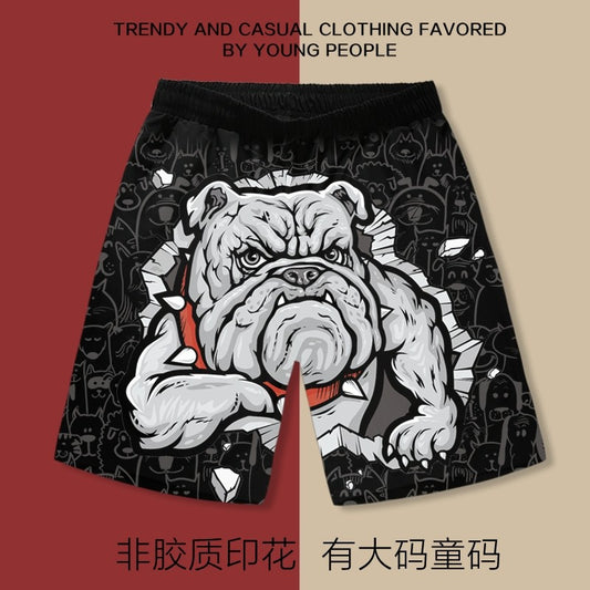 Domineering Dog Printed Beach Pants Men's Shorts