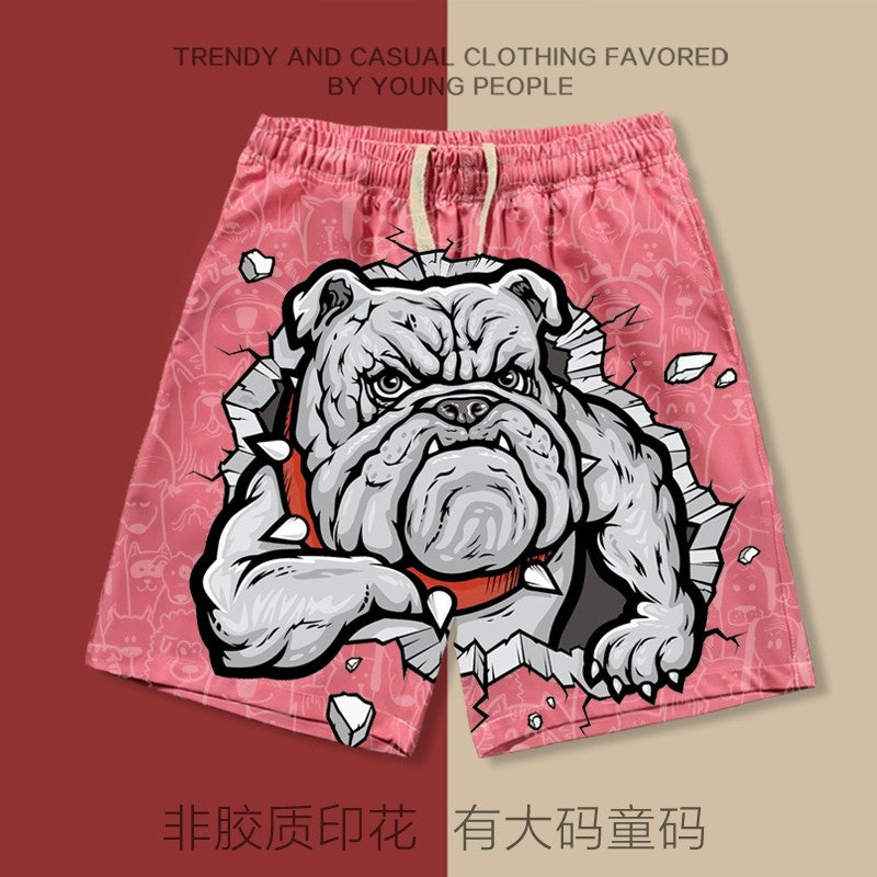 Domineering Dog Printed Beach Pants Men's Shorts