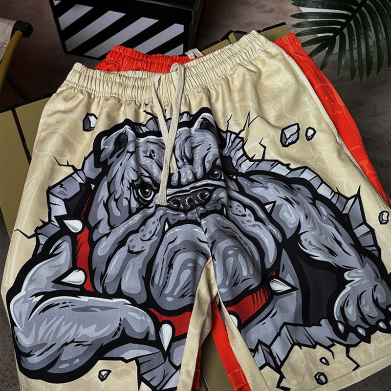 Domineering Dog Printed Beach Pants Men's Shorts