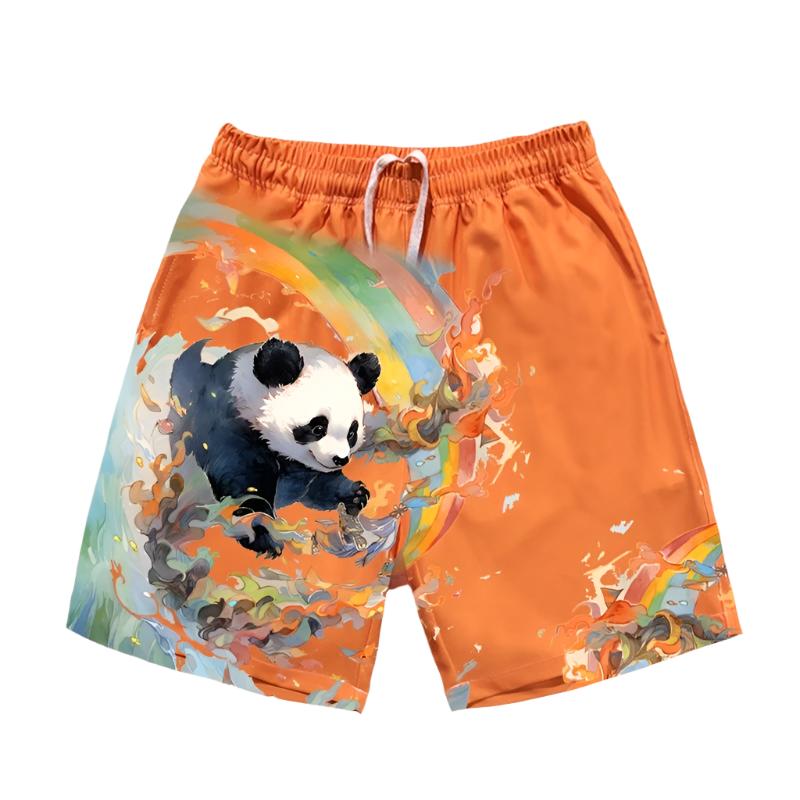 Color splash panda men summer loose beach shorts pant