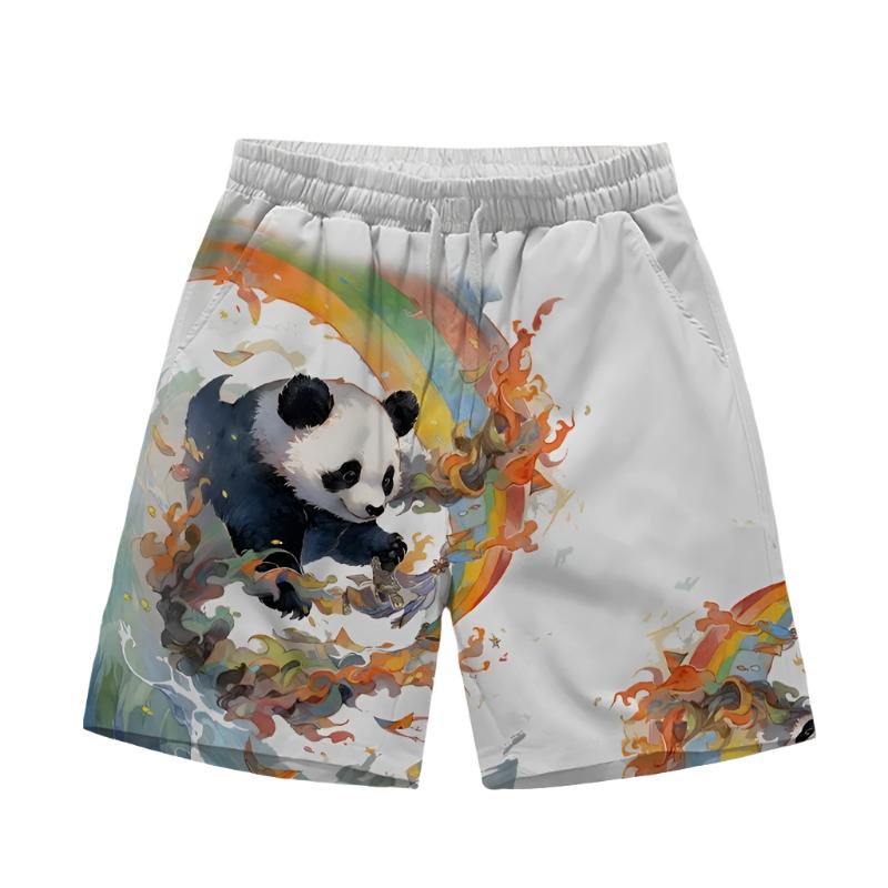 Color splash panda men summer loose beach shorts pant