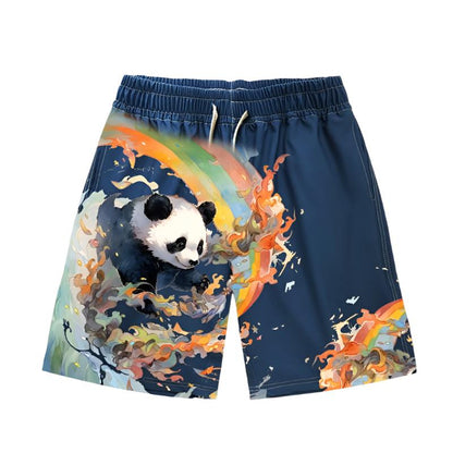 Color splash panda men summer loose beach shorts pant