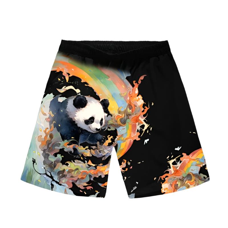 Color splash panda men summer loose beach shorts pant