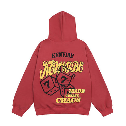 Vintage Water Dice Red Embroidered Unisex Hoodie