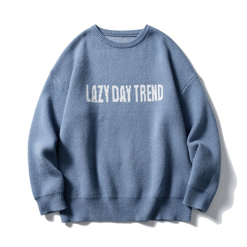 LAZY DAY original men's wear a complete set creative embroidery pattern round neck sweater men's top