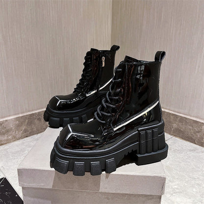 Autumn shoes winter square toe thick-soled platform Martin boots