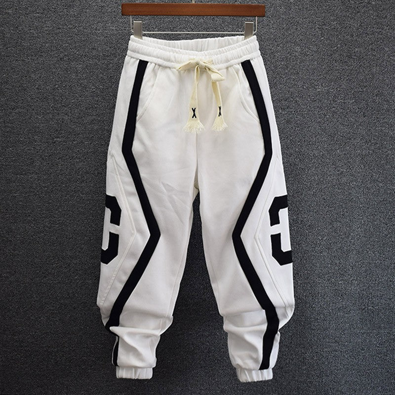 C-shaped sweatpants loose leg-tie