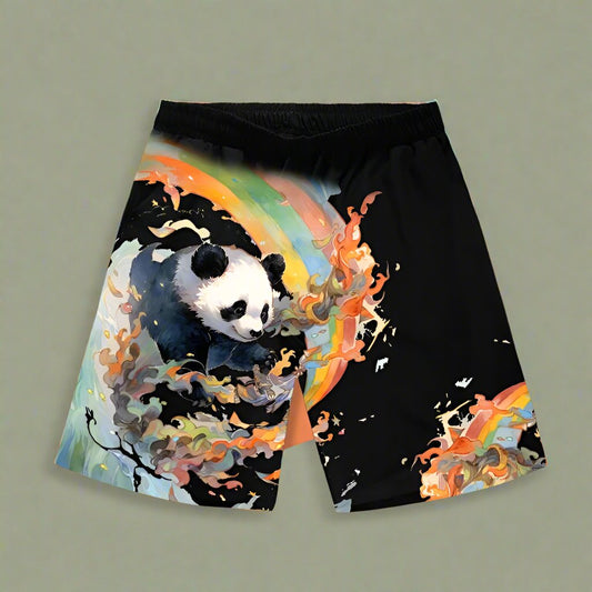 Color splash panda men summer loose beach shorts pant