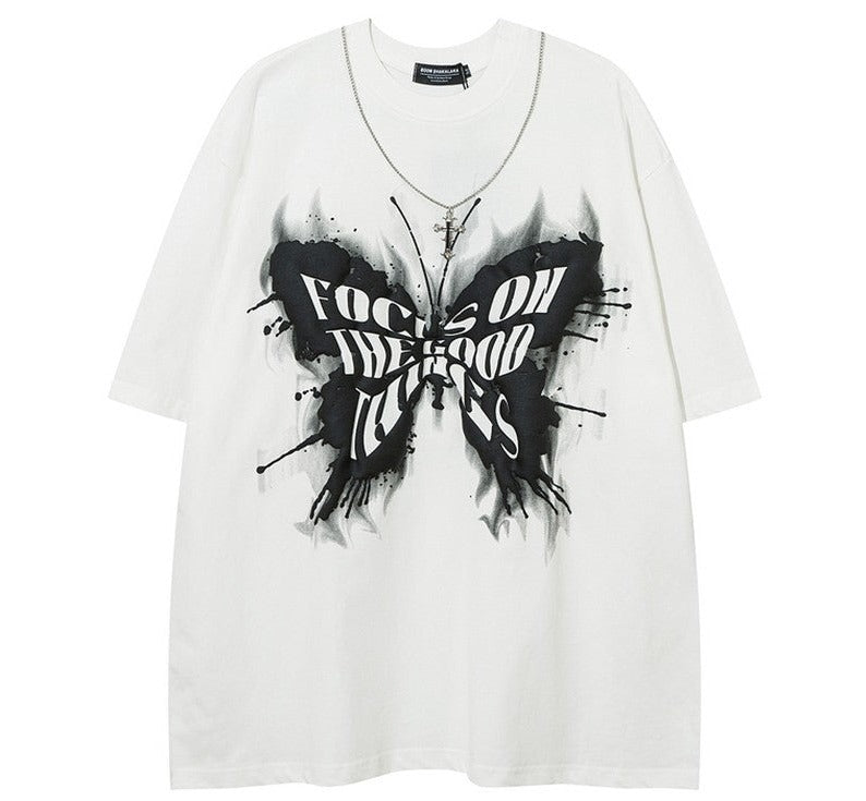 Butterfly Graffiti Chain Short Sleeve T-Shirt