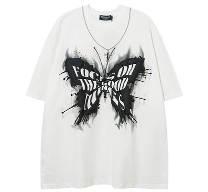 Butterfly Graffiti Chain Short Sleeve T-Shirt