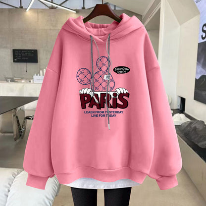 Hoodies cartoon letter mid-length jacket