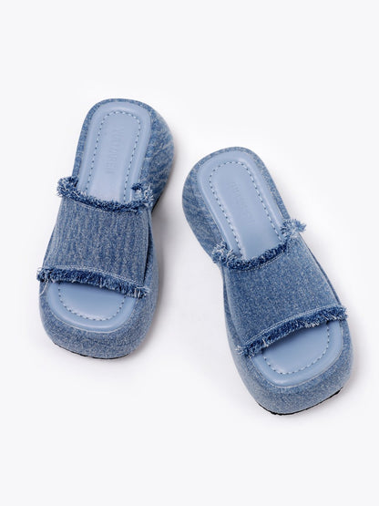 Jeans slippers for women fashionable heels