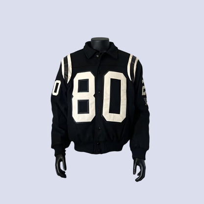 Men stitching letter baseball jacket clean fit lapel jacket